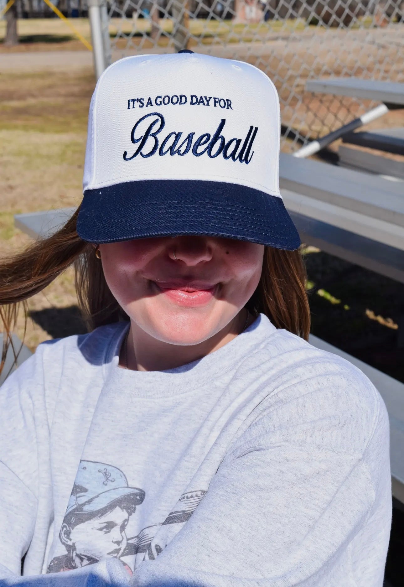 *Final Sale* Navy & White It’s a Good Day for Baseball Cap
