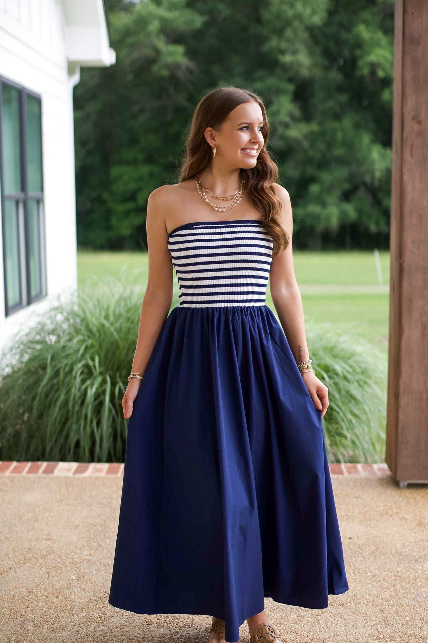 Set Sail Navy Midi Dress