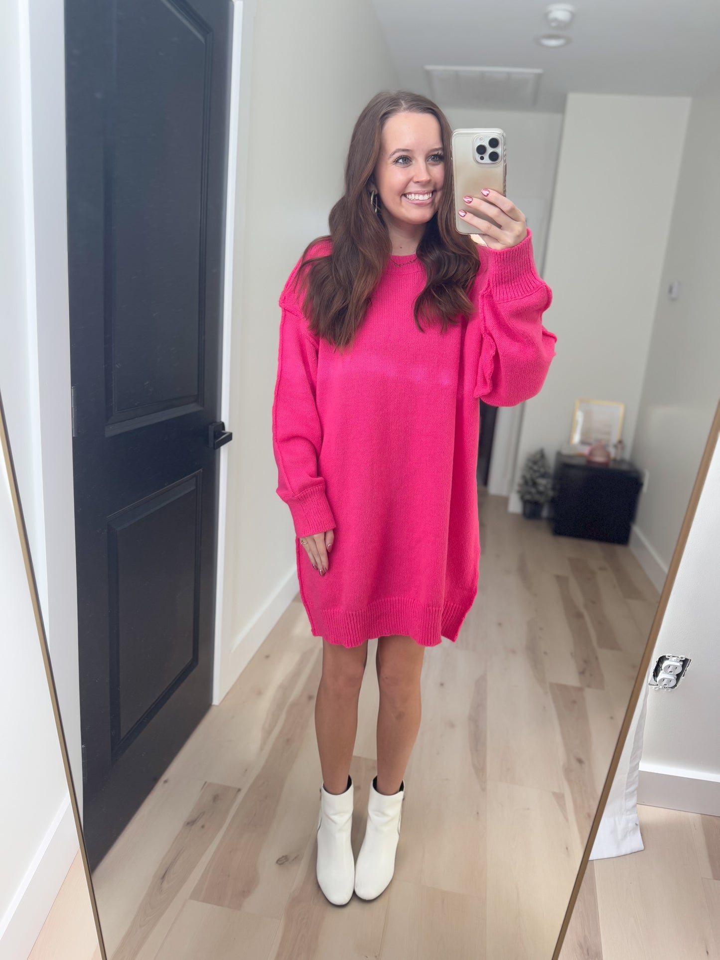 *Final Sale* Oversized Hot Pink Sweater Dress