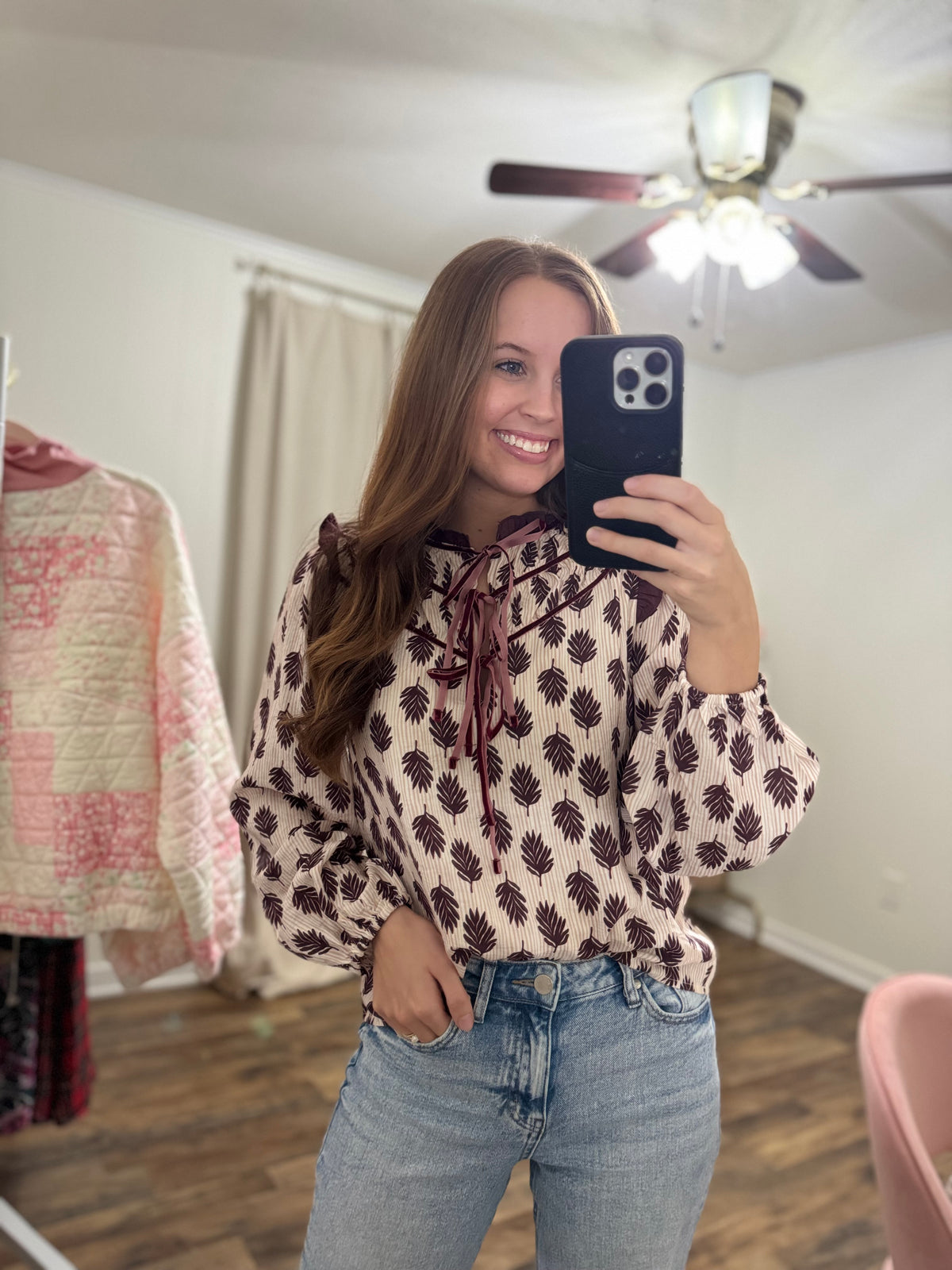 Final Sale Merry Morning Leaves Blouse