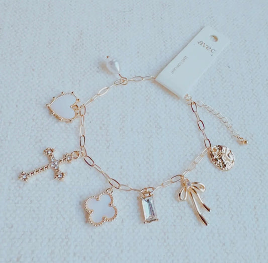 Cross Clover Charm Bracelet