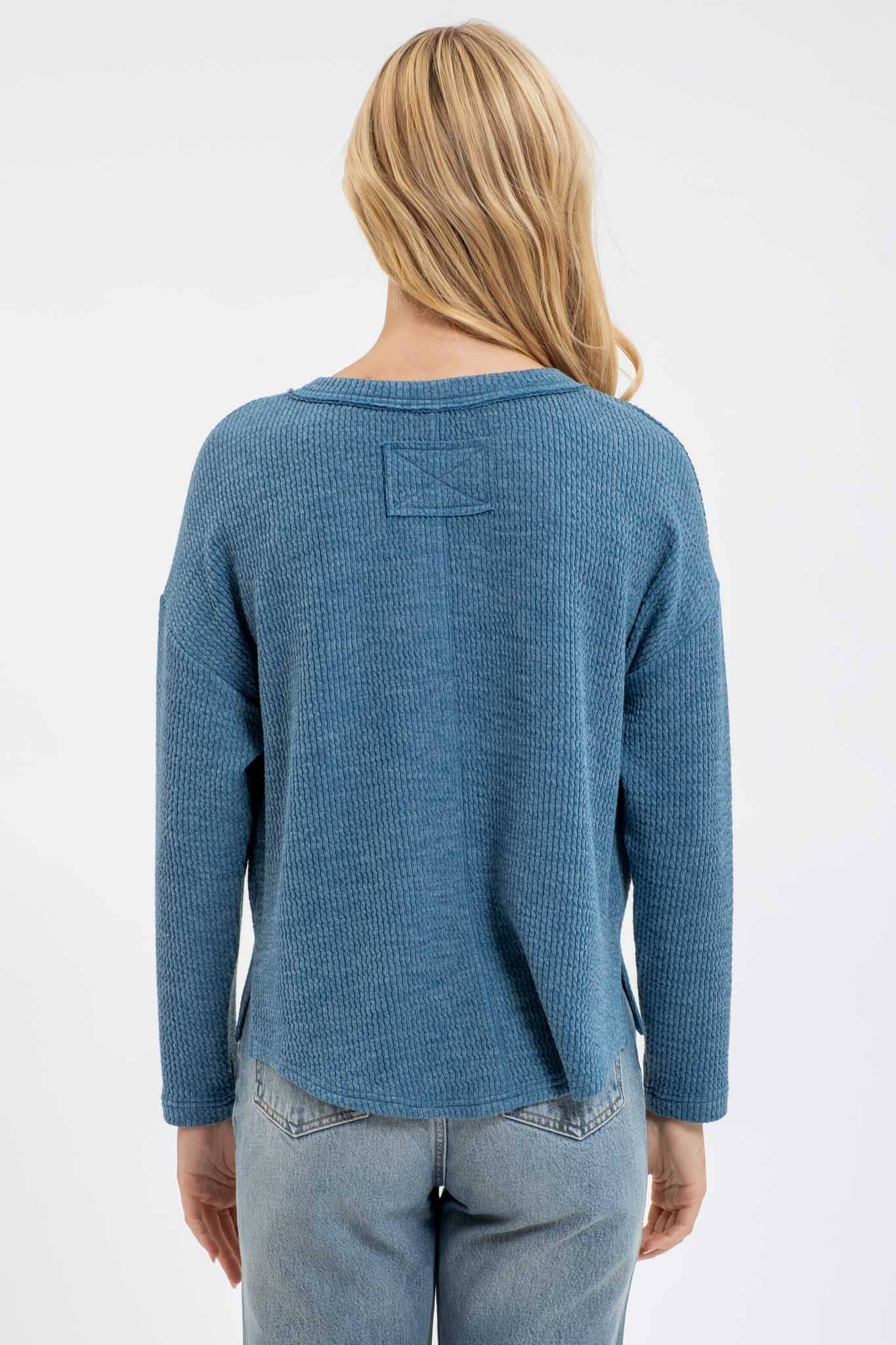 Waffle Knit Henley Top (2 Colors Available)