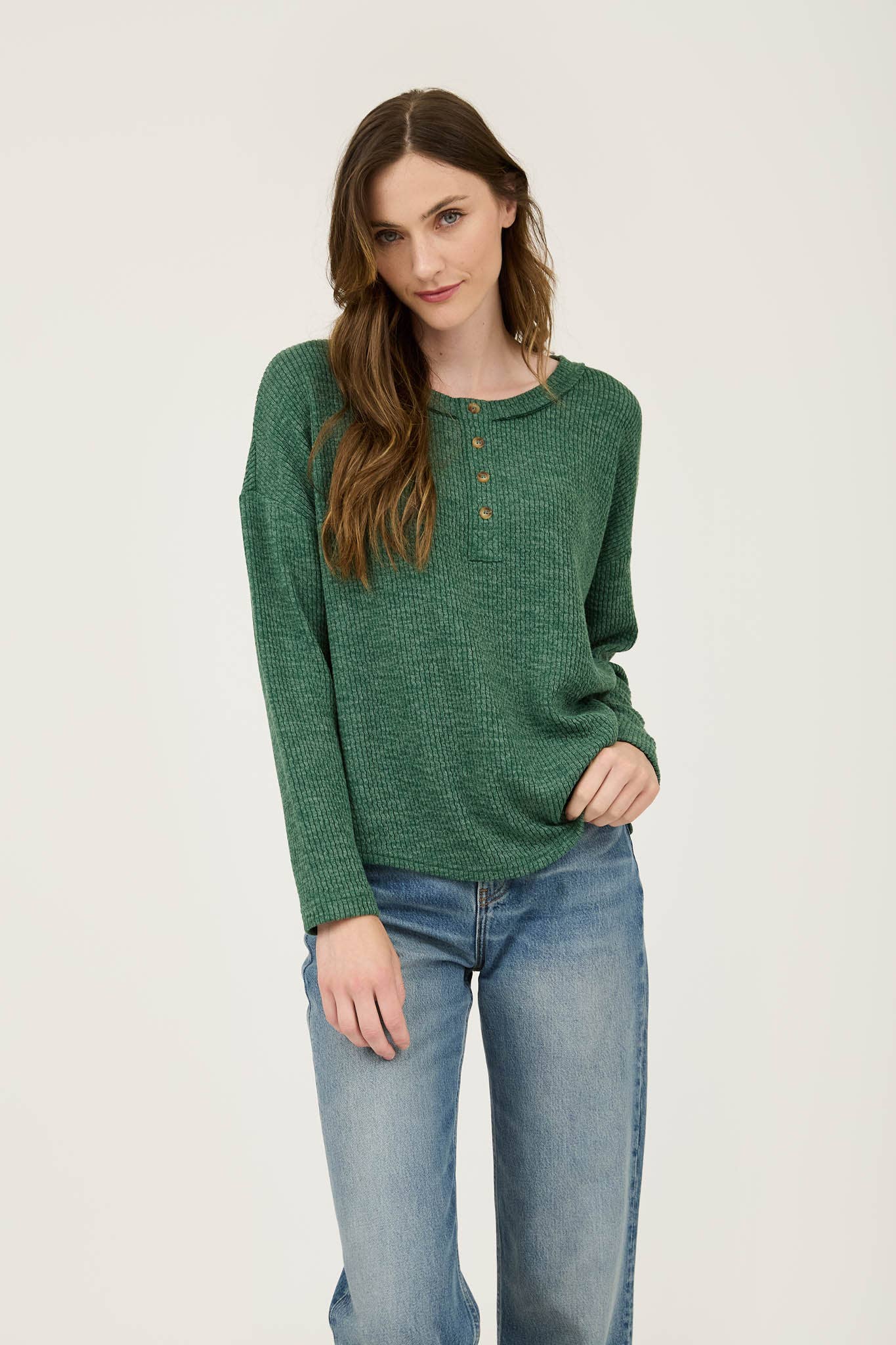 Waffle Knit Henley Top (2 Colors Available)