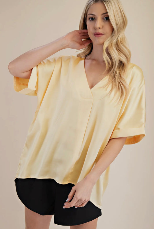 Sunshine and Spirit Satin Blouse (Oversized)