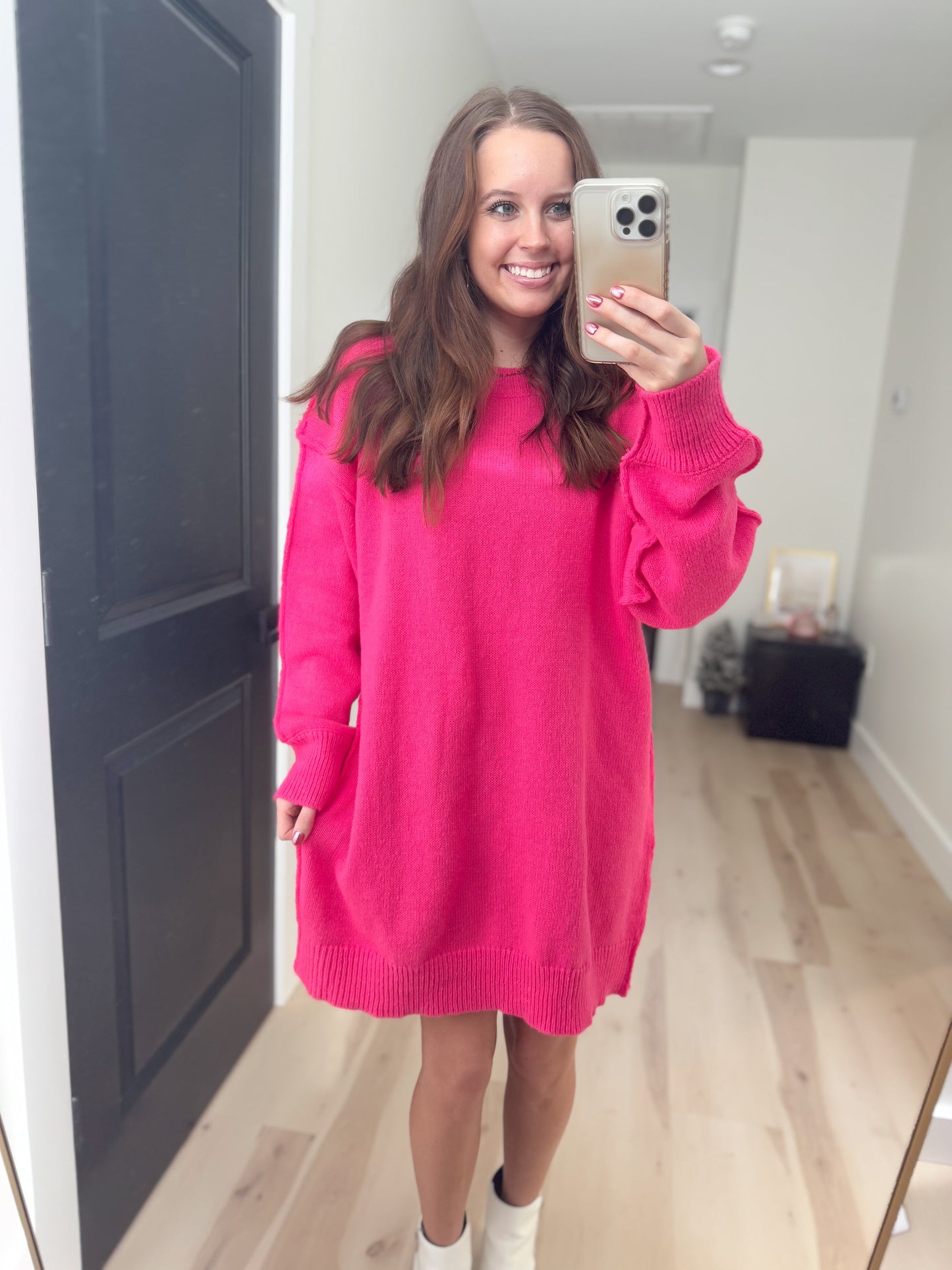 *Final Sale* Oversized Hot Pink Sweater Dress