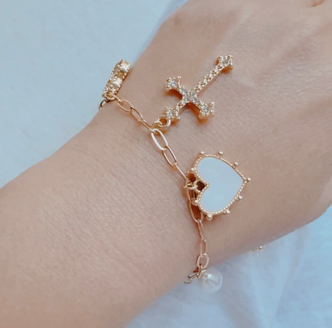 Cross Clover Charm Bracelet