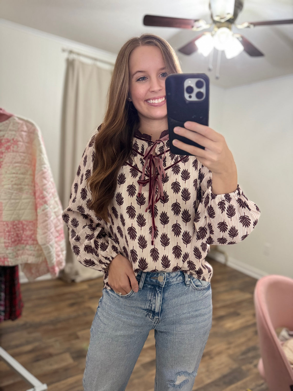 Final Sale Merry Morning Leaves Blouse