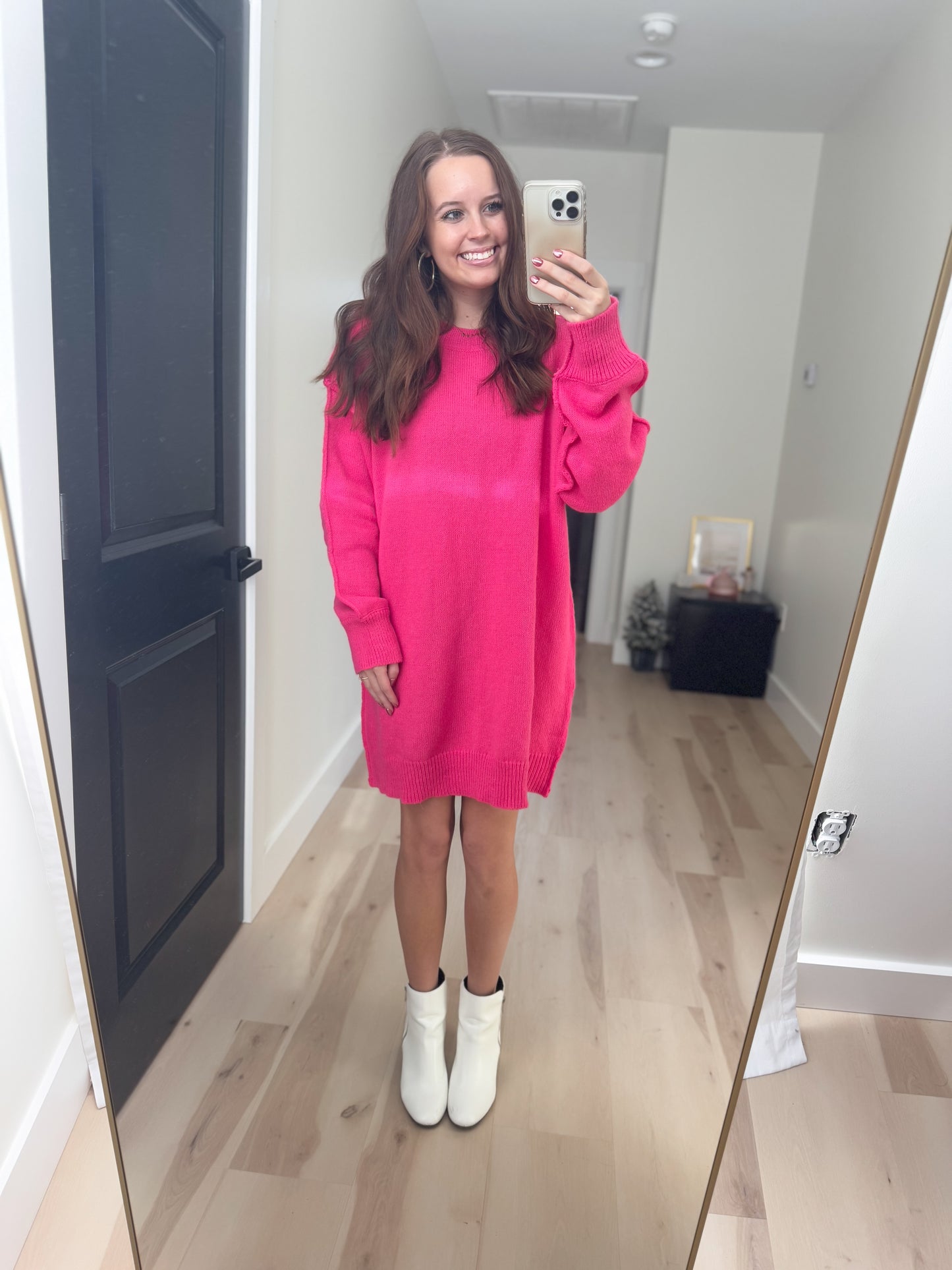 *Final Sale* Oversized Hot Pink Sweater Dress